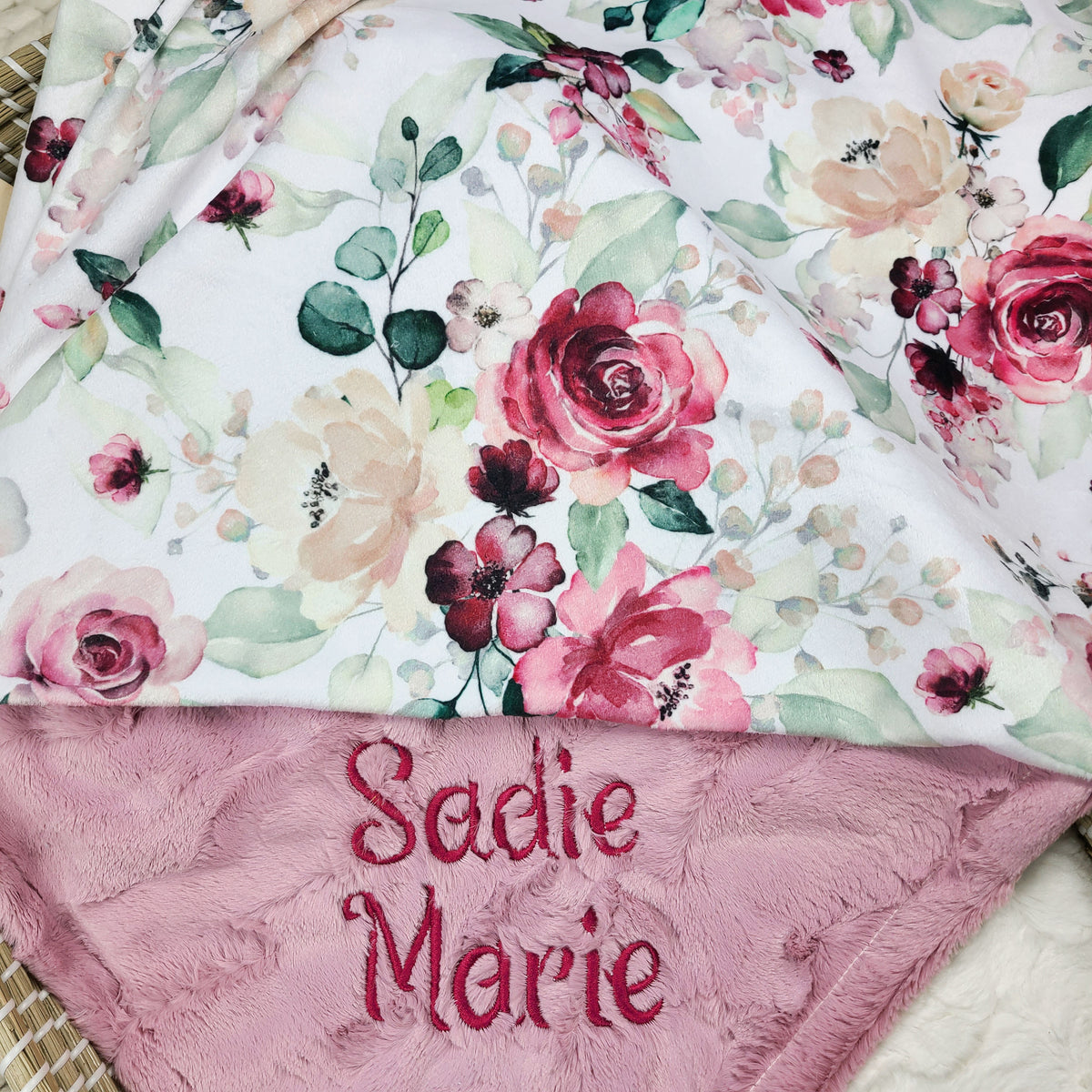 Personalized Daisy Butterfly Baby Blanket - Soft Minky 50x60 Inch Newborn Blanket, Custom Gift