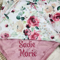 Personalized Baby Girl Minky Blanket - Hadley Floral