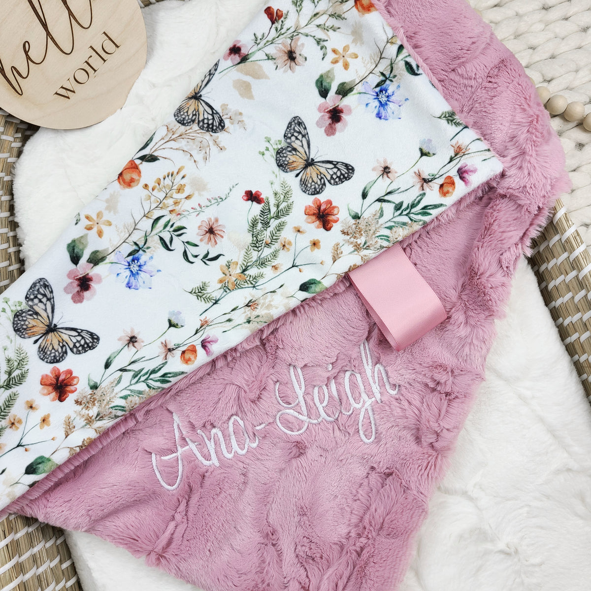 Wildflower + Butterfly Personalized Lovey Blanket