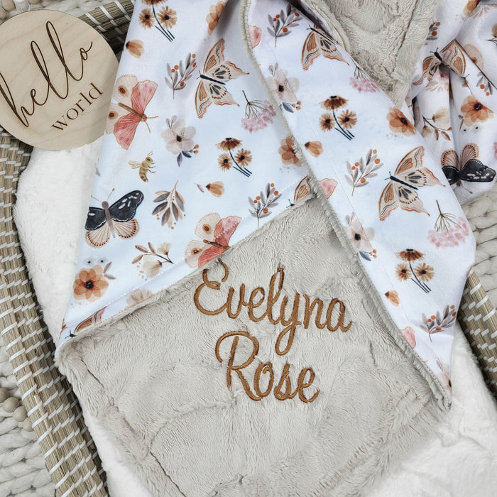 Personalized Butterfly Girl Baby Blanket
