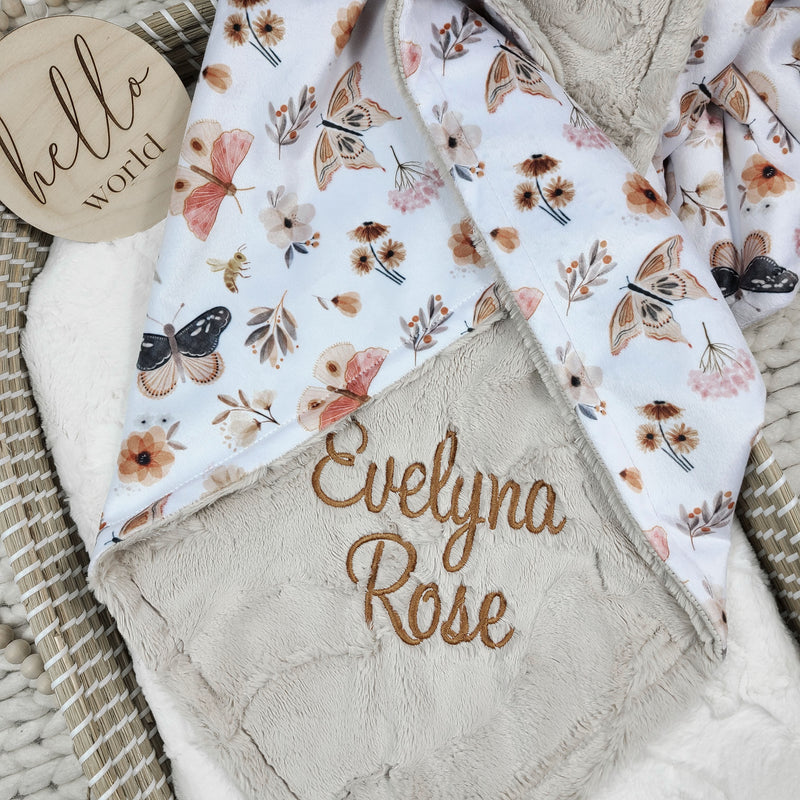 Personalized Butterfly Girl Baby Blanket
