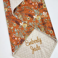 Copper Floral Baby Blanket Personalized