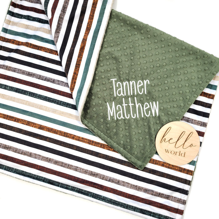 Linen Lines Boy Baby Blanket