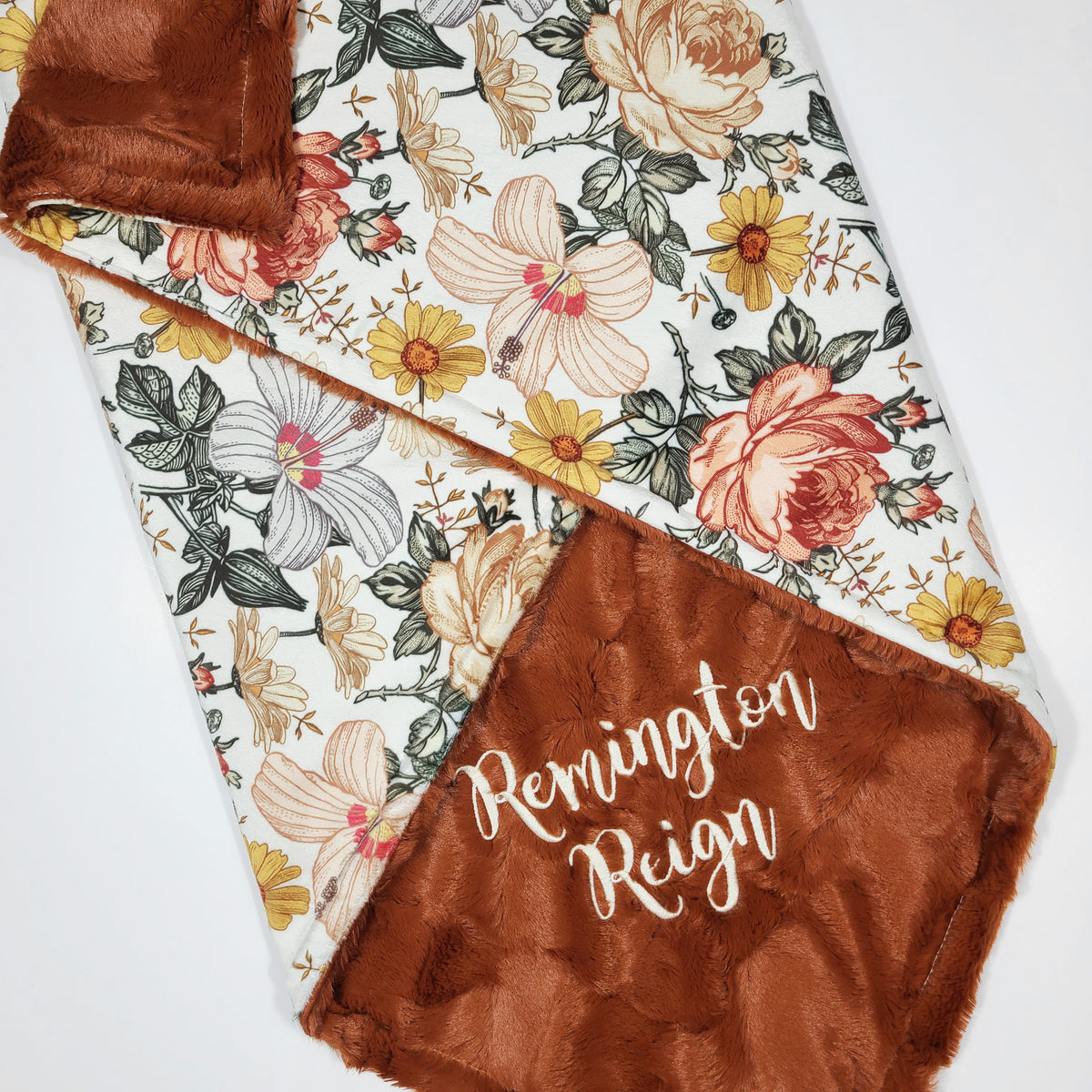 Vintage Floral Personalized Girl Baby Blanket
