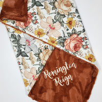 Vintage Floral Personalized Girl Baby Blanket