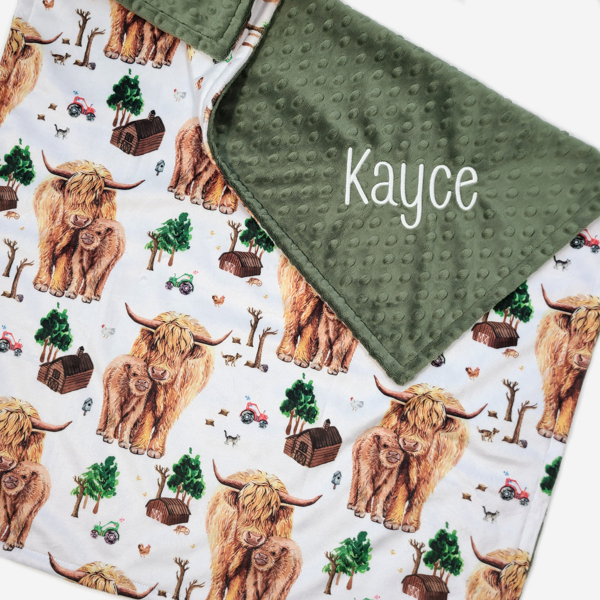 Highland Cow Boy Minky Baby Blanket