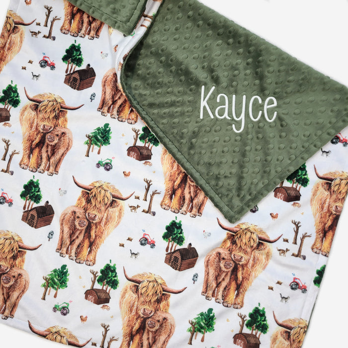 Highland Cow Boy Minky Baby Blanket