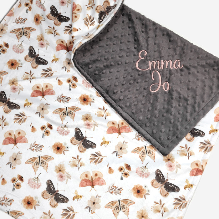 Personalized Butterfly Girl Baby Blanket