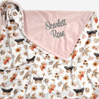 Personalized Butterfly Girl Baby Blanket