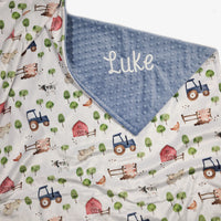 Farm Baby Blanket - Boy Minky Blanket