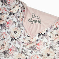 Blush Rose Floral Custom Baby Girl Blanket