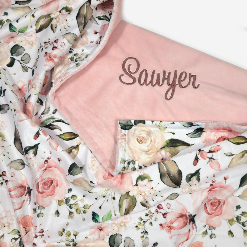 Peach Rose Floral Baby Girl Blanket