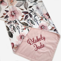 Rose Floral Custom Baby Girl Blanket