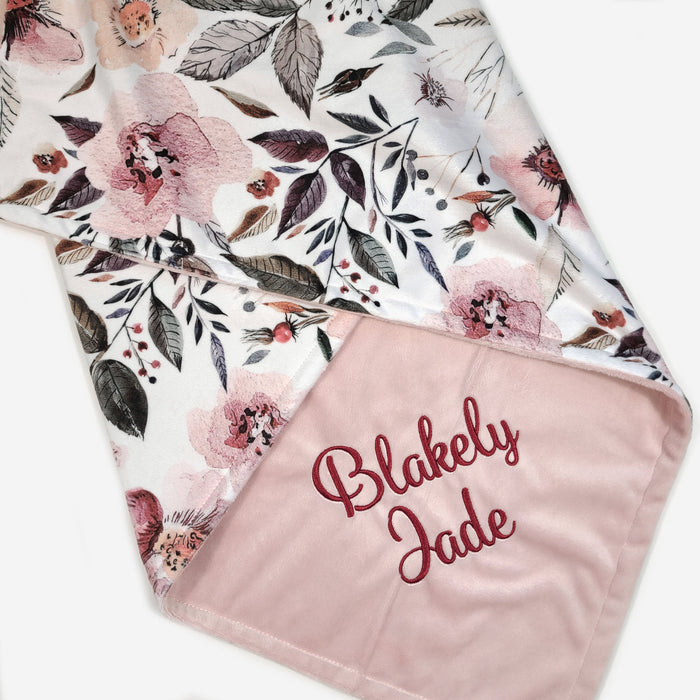 Rose Floral Custom Baby Girl Blanket