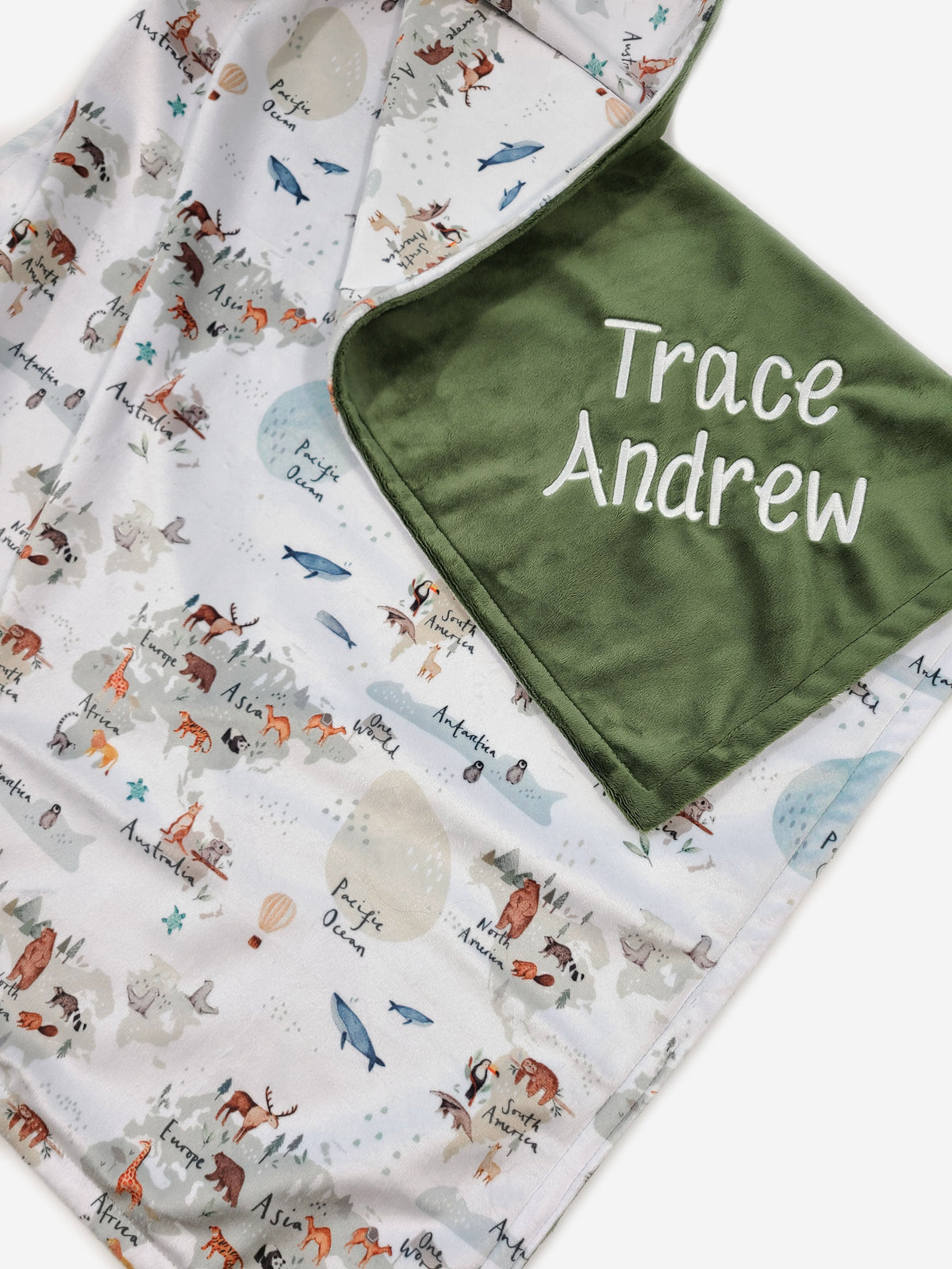 World Map Boy Minky Baby Blanket