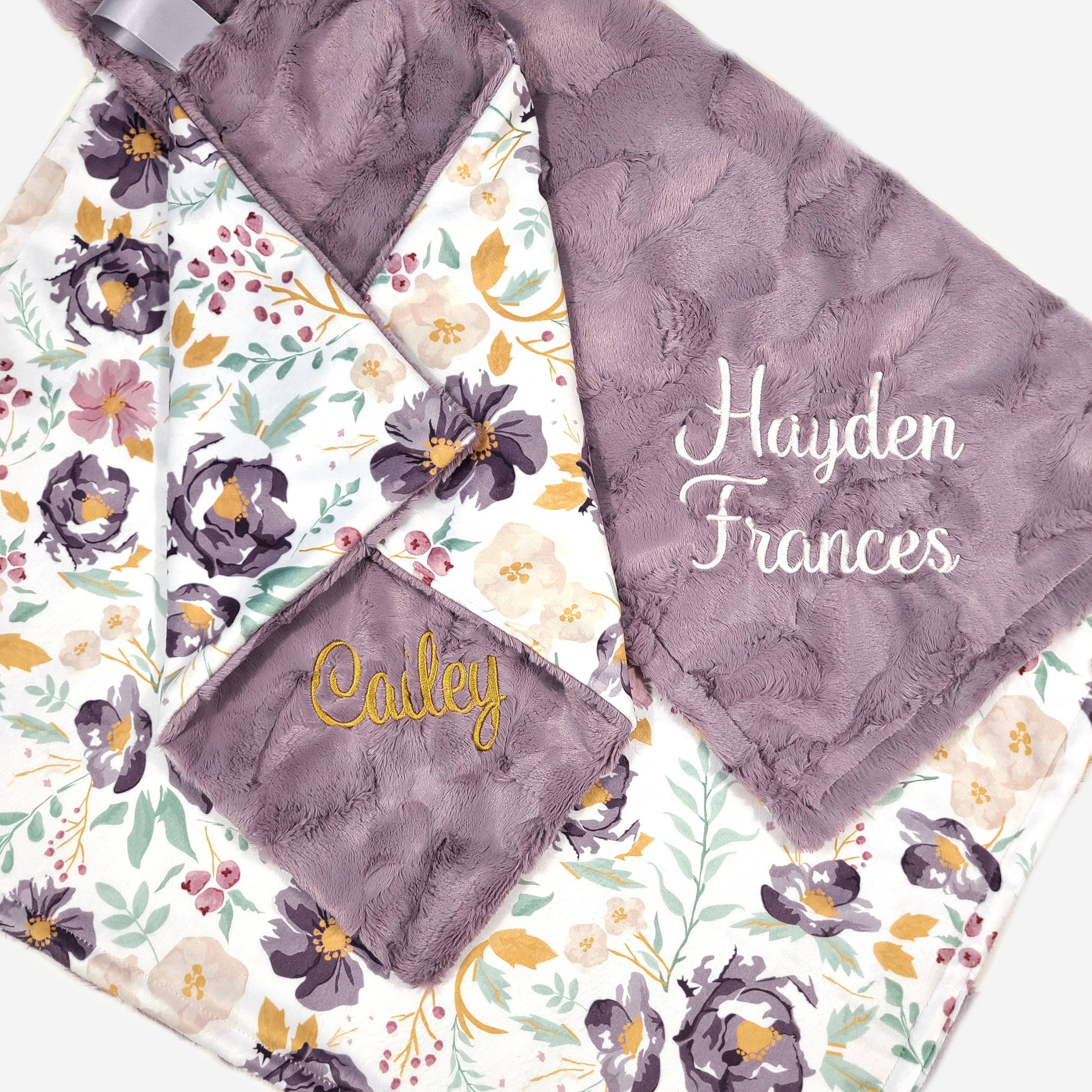 Purple floral baby blanket online