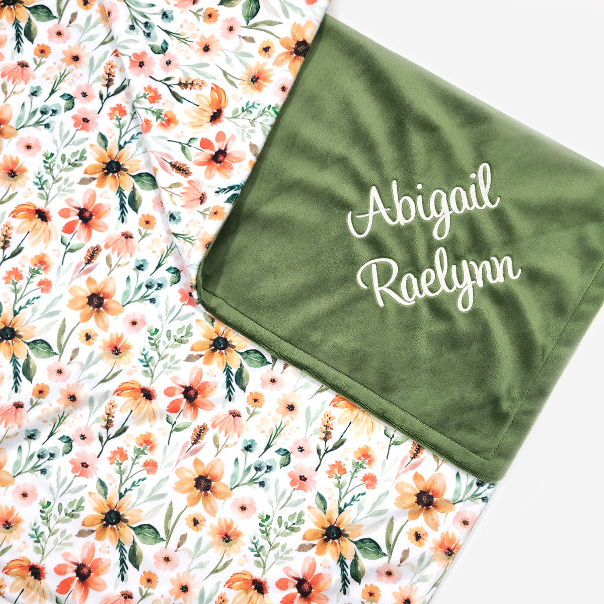 Sunflower + Wildflower Girl Baby Blanket