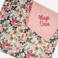 Pink Vintage Floral Girl Baby Blanket