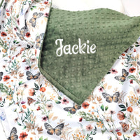 Wildflower + Butterfly Personalized Girl Baby Blanket