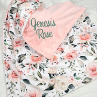 Peach Rose Floral Baby Girl Blanket