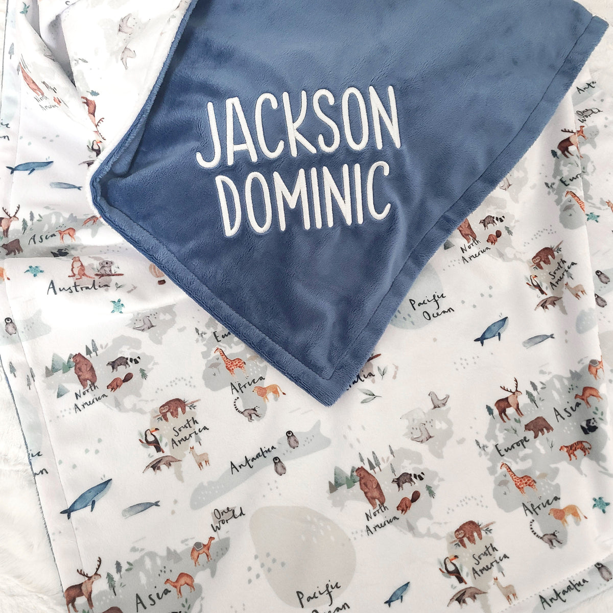 World Map Boy Minky Baby Blanket