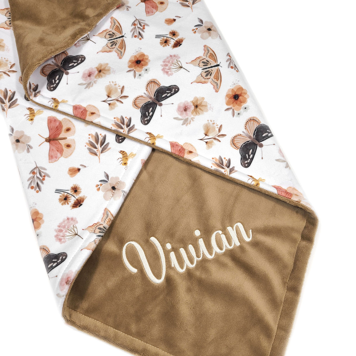 Personalized Butterfly Girl Baby Blanket