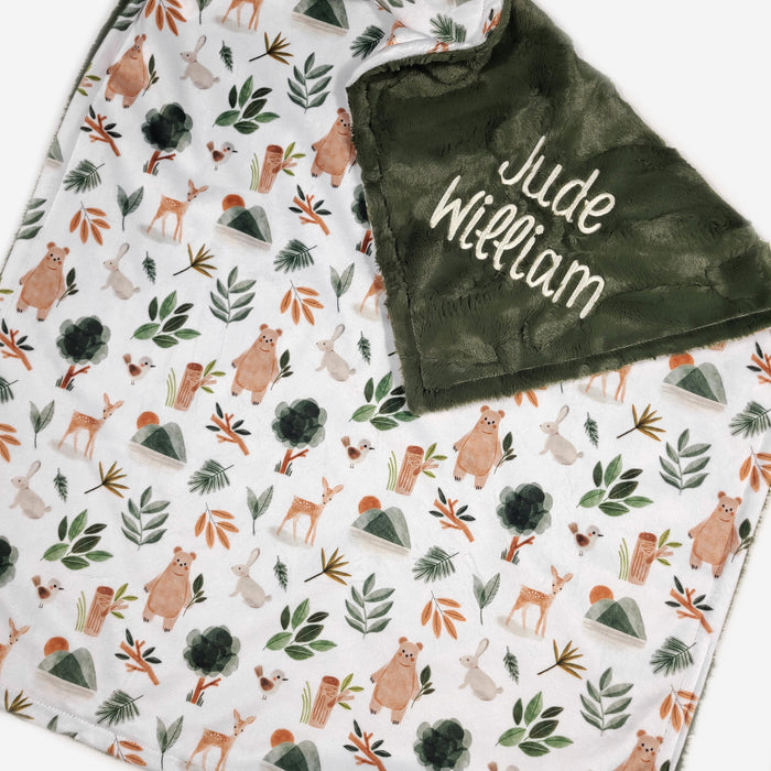 Woodland Animal Baby Boy Blanket