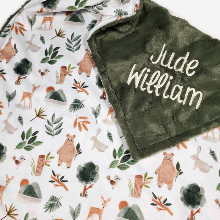 Woodland Animal Baby Boy Blanket