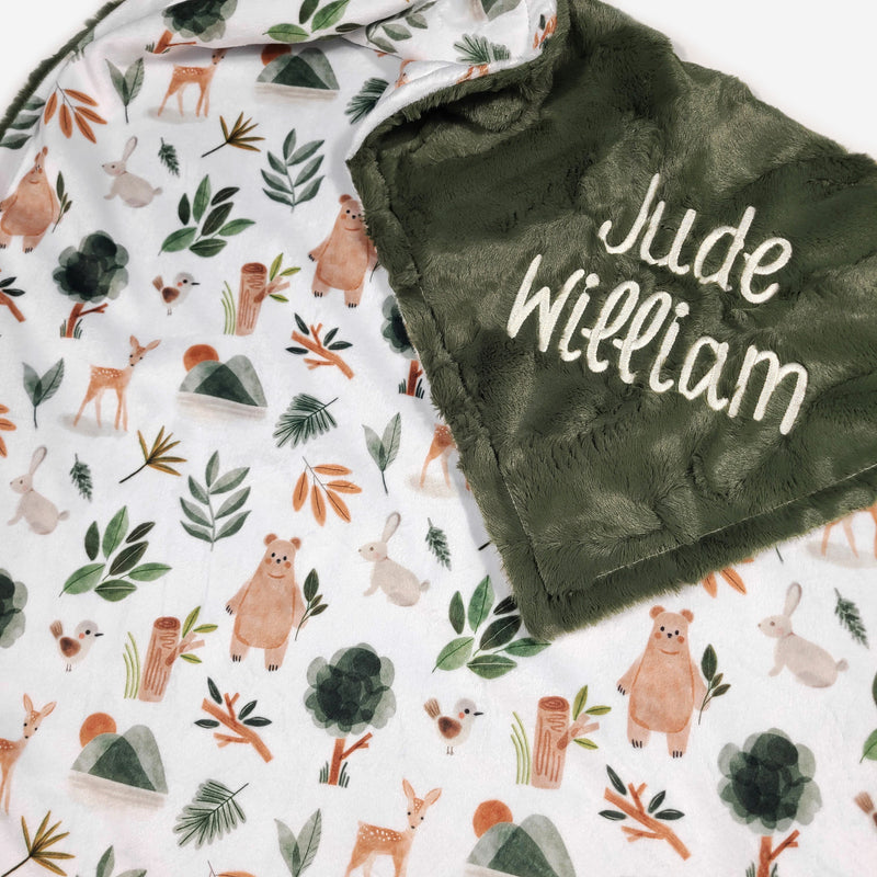 Woodland Animal Baby Boy Blanket