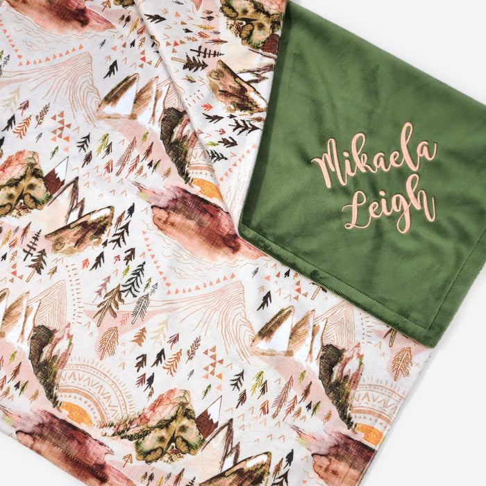 Boho Mountain Baby Blanket Personalized
