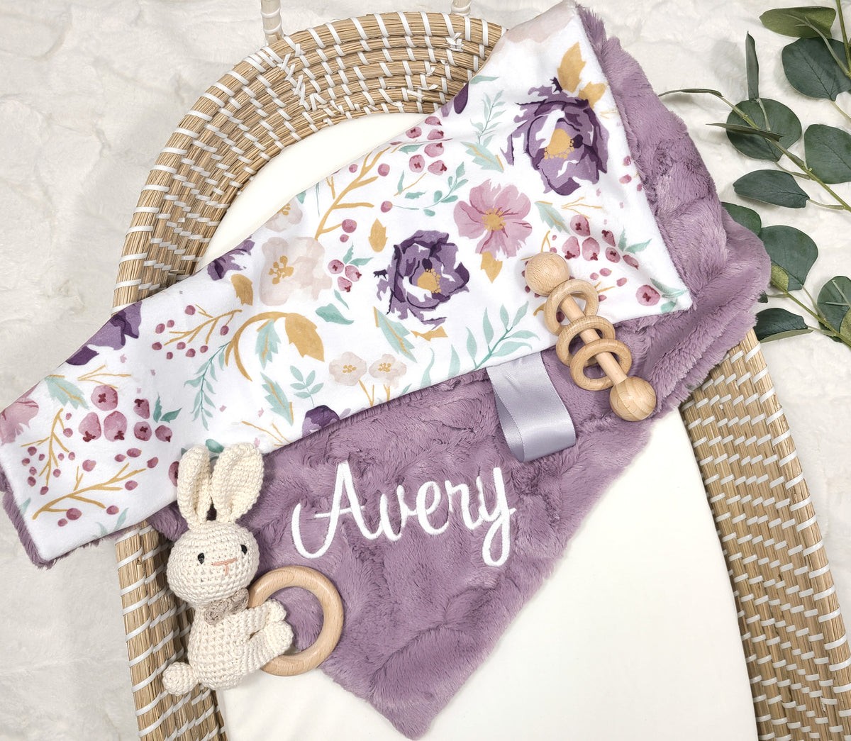 Dusty Purple Floral Lovey Blanket