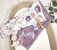 Dusty Purple Floral Lovey Blanket
