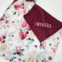 Personalized Baby Girl Minky Blanket - Hadley Floral