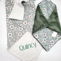 Personalized Baby Blanket Girl - Sage Floral Blanket