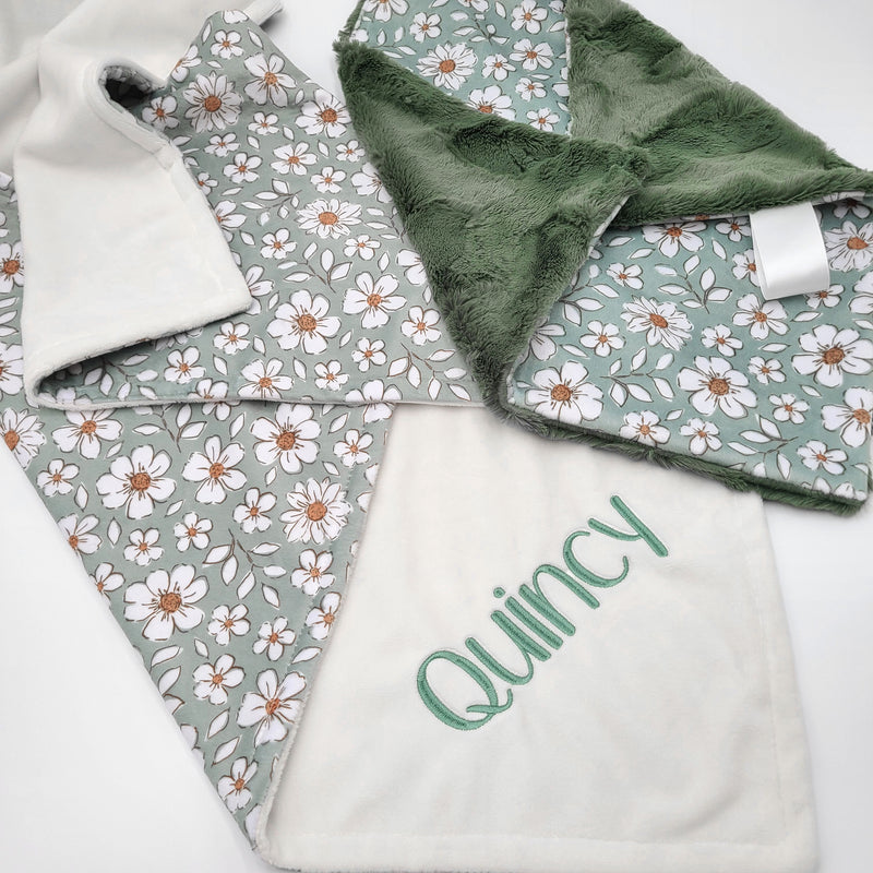 Personalized Baby Blanket Girl - Sage Floral Blanket