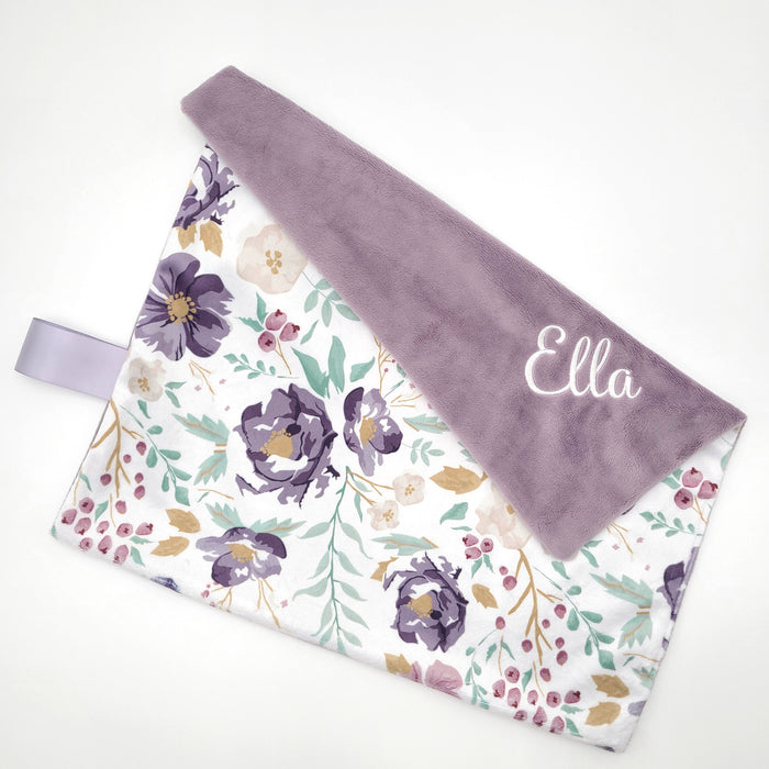 Dusty Purple Floral Baby Blanket for Baby Girl