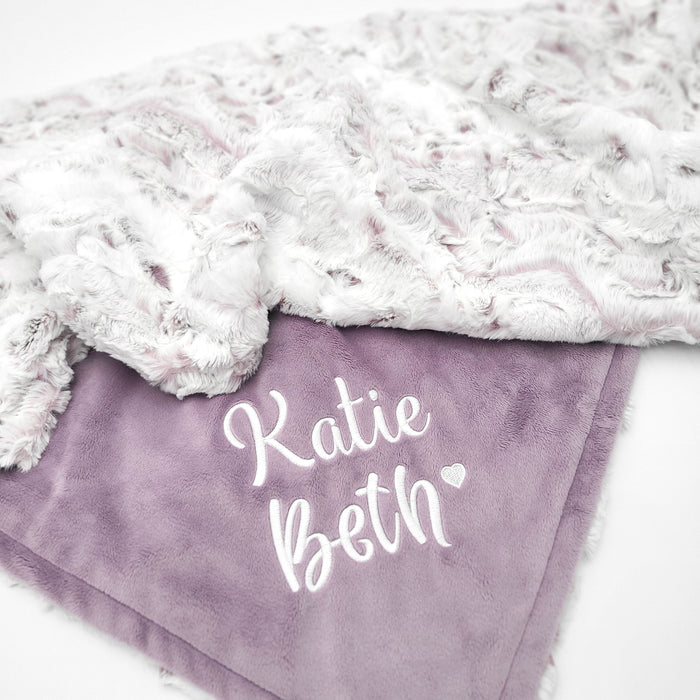 Personalized Baby Blanket - Snowy Owl & Elderberry Smooth