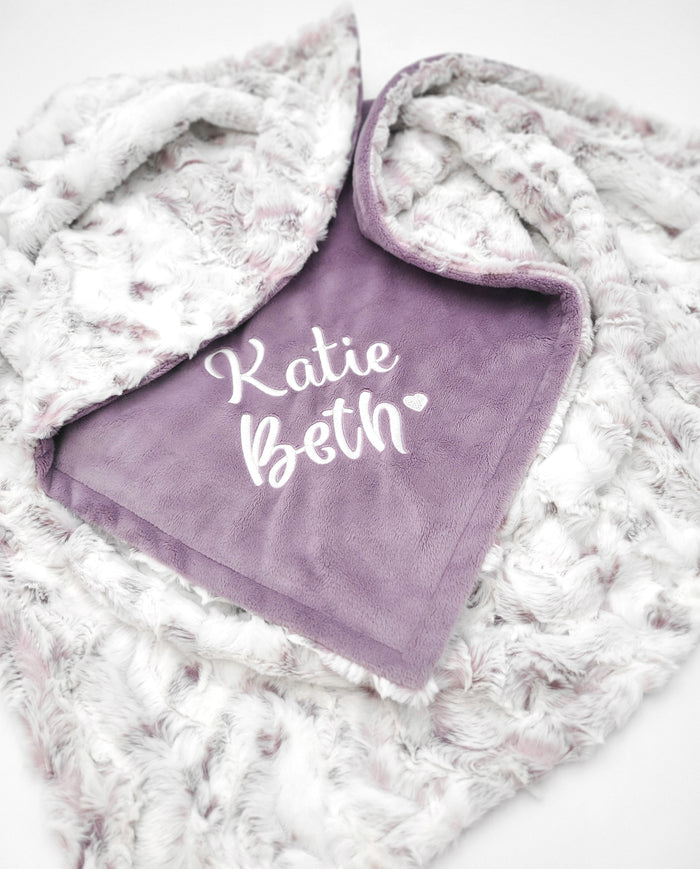 Personalized Baby Blanket - Snowy Owl & Elderberry Smooth