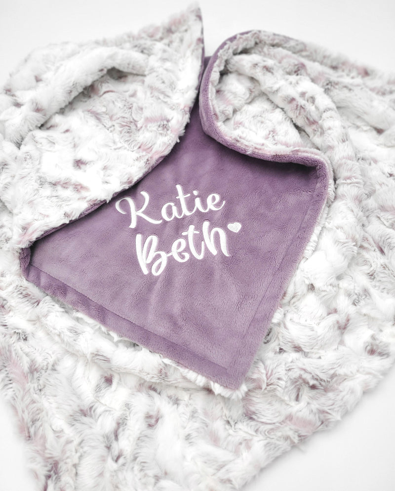 Personalized Baby Blanket - Snowy Owl & Elderberry Smooth