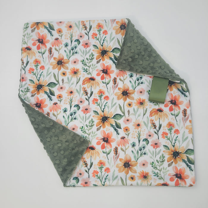 Sunflower lovey with chive dot backing