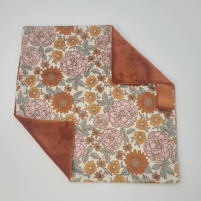 Retro floral lovey with ginger smooth backing