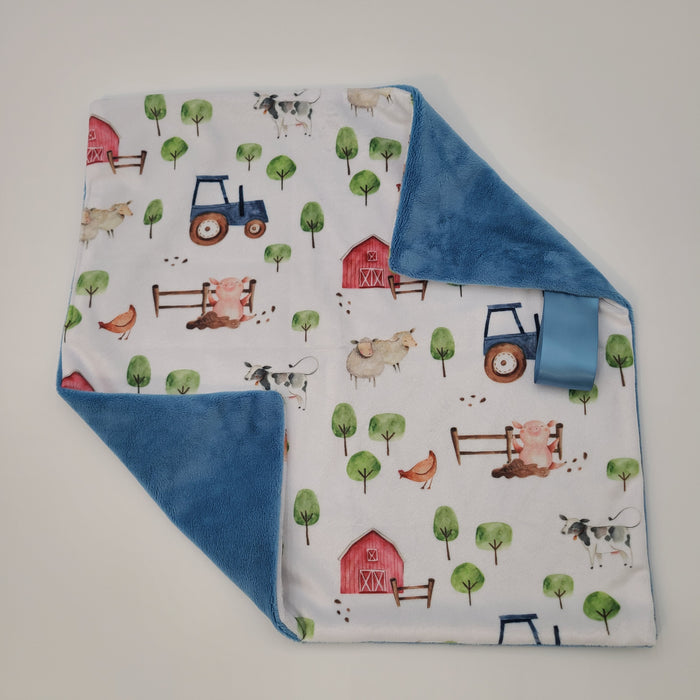 Farm lovey with bluebell smooth backing - navy tractor