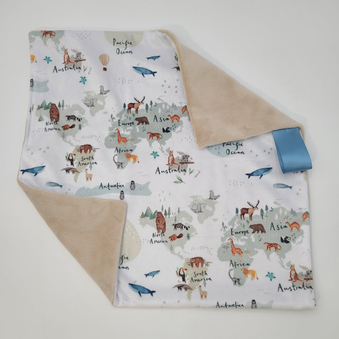 World map lovey with latte smooth backing