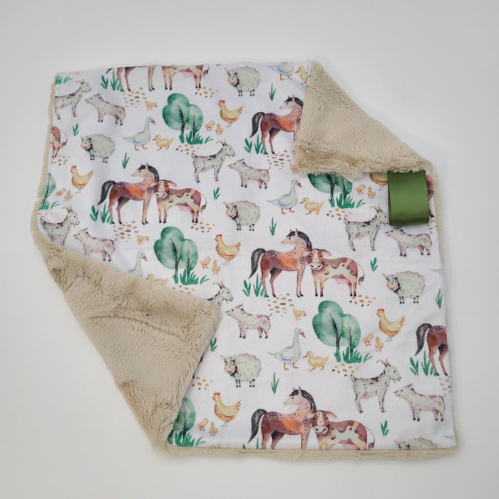 Farm lovey with champagne hide backing