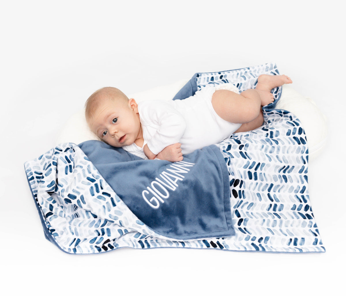 Dusty Blue Herringbone Baby Boy Blanket