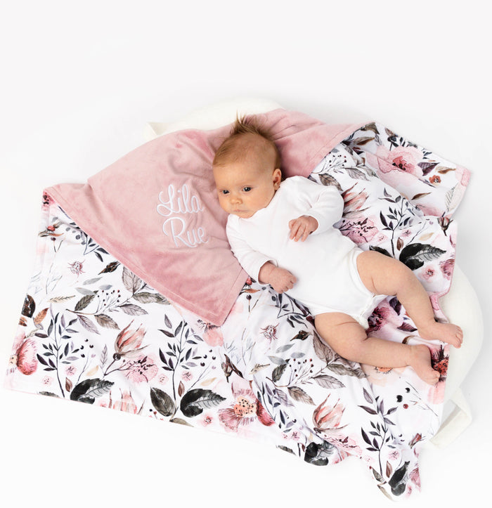 Rose Floral Custom Baby Girl Blanket