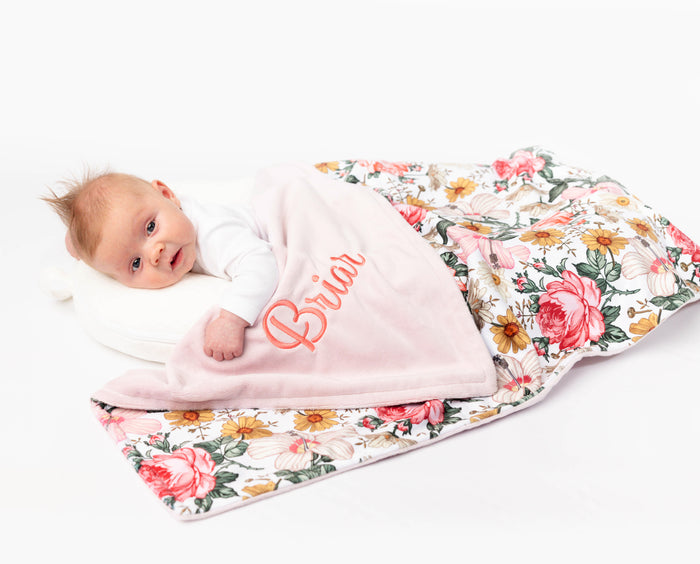 Pink Vintage Floral Girl Baby Blanket