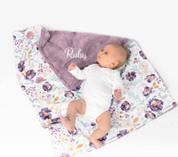 Dusty Purple Floral Baby Blanket for Baby Girl