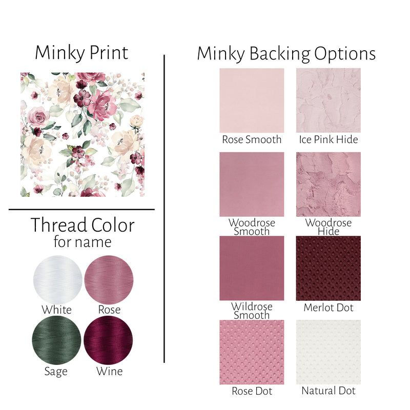 Personalized Baby Girl Minky Blanket - Hadley Floral