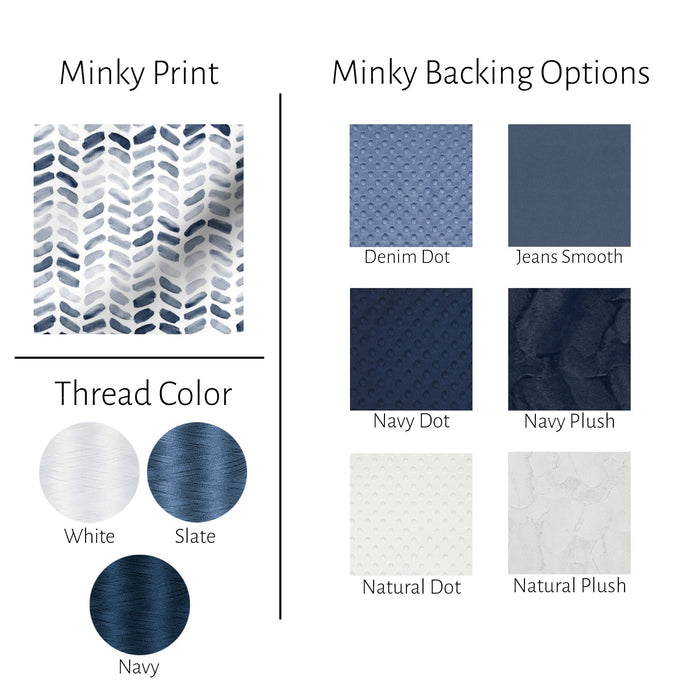 Dusty Blue Herringbone Baby Boy Blanket
